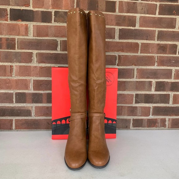 Rialto Ferrell brown Almond-toe over the knee Boots Women's US 8 M MINT - Picture 2 of 11